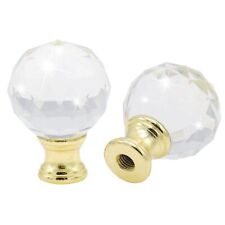 Pack of 2 Crystal Lamp Finials Cap Knob 1/4-27 Inch Threaded Base Crystal Gold picture
