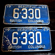 1969 Vintage British Columbia Canada License Plate Set Of 2 6-330 picture
