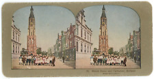 c1890's Colorized Stereoview Card #31 Street Scene and Cathedral Holland picture