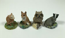 4 Vintage Collectable E.P.L Woodland Animals - Fox, Badger, Owl & Mouse Figures picture