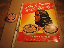 E.F. YOUNG PRESSING OIL HAIR DRESSING POSTER & TIN BLACK COLLECTIBLE MISSISSIPPI picture