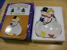 Rare Vintage NIKKO Winter Wonderland Mr & Mrs Snowman Spoon Rest NEW in Box picture