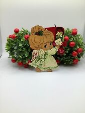 Vintage 1970’s Wooden Ornament/Window Decoration Girl Mailing Letter To Santa picture