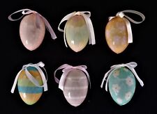 SET OF 6 VINTAGE DECOUPAGED EASTER EGG ORNAMENTS IN ORIGINAL CONTAINER picture