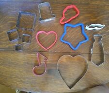 Lot of 12 Miscellaneous Cookie Cutters Assorted Metal And Plastic Mix Square Etc picture