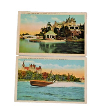 1000 Islands, New York Lot of 2 VTG Postcard  Hydroplane & Cherry Island Home picture