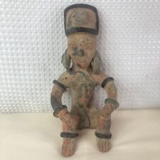 Vintage Folk Art Mayan Aztec God Mexico Pottery Terracotta Statue Fertility picture