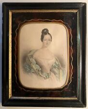 Steel Engraving Lady Dancer 6.5 x 8 in+ Antique Wood Frame + Tinted Glass Matte picture