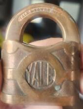 ANTIQUE VINTAGE YALE & TOWNE STAMFORD CT. SOLID BRASS PADLOCK LOCK NO KEY picture