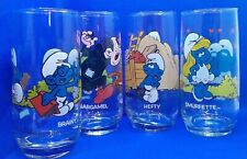 Set Of 4 Vintage 1982 Smurf Glasses, Garganel & Azrael, Hefty, Brainy, Smurfette picture