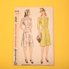 Vintage 40s Simplicity Notched Collar Dress Sewing Pattern 4648 Bust 38 Complete picture