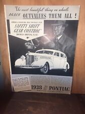 1938 Pontiac Silver Streak Print Ad 10.5 X 14” Approx. Safety Shift picture