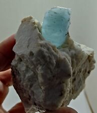 An aesthetic Specimen of Afghanistan Aquamarine on albite 530 grams picture