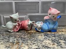 ADORABLE PY MIYAO KITTENS PLAYING IN BOOTS W/ MICE SALT & PEPPER SHAKER SET picture
