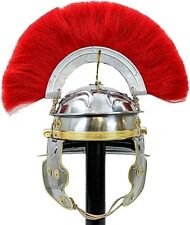 Roman Imperial Gallic Centurion MS Steel Helmet with Brass Design & Red Plume picture