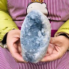 2.46LB Natural Beautiful Blue Celestite Crystal Geode Cave Mineral Specimen 2713 picture