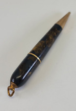 Vintage Antique Celluloid Pendant Mechanical Pencil Marbled Mini Nurse Gold Tone picture