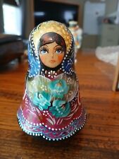 VTG Russian Princess Floral Roly Poly Doll Chime Bell Hand Painted (Non Nesting) picture