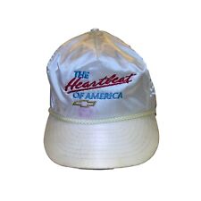 VTG The Heartbeat of America Embroidered Rope Nylon Slideback Men White Hat RARE picture