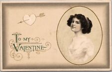 c1910s Winsch VALENTINE'S DAY Embossed Postcard Pretty Girl 