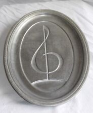 Vtg Early RWP Wilton Armetale, USA, Oval Musical Treble Clef Tray Plate-11.5