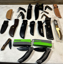 Huge Knife And Sheath Lot Of (11) Knives And (8) Sheaths Camillus Frost Schrade picture