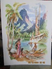 1967 SS Monterey Cruise Ship Menu Water Color Art of Tahiti on Front picture