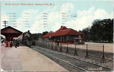 North Asbury Park Railroad Depot, New Jersey- 1921 Divided Back Postcard - Train picture
