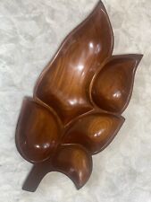 VTG Carved Wood Leaf Serving Tray 5 Sections Charcuterie Gorgeous Entertaining picture