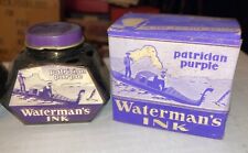 NEW Vintage 1940s Waterman's Ink Glass Bottle - PATRICIAN PURPLE - FULL BOTTLES picture