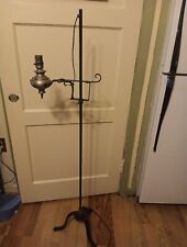 Rare 1900's Wrought Iron ANTIQUE Standing Tripod Floor Lamp Adjustable Light Old picture