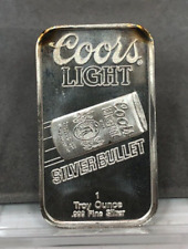 Vintage Sunshine Mining ~ Coors Light Silver Bullet ~ 1oz 999 Silver Bar picture