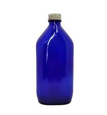 Vintage Phillips Milk Of Magnesia Cobalt Blue Glass Bottle With Lid  9 In. Tall  picture