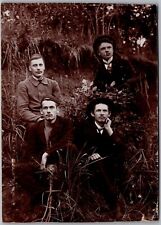 G1 RPPC Postcard Portrait 4 Adult Men Posing in a Yard Outside 1920s picture