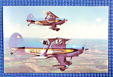 Vtg First 2 EAA Acro Sports Biplanes Flying over Wisconsin Countryside Postcard picture