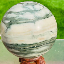 650g Natural Green Zebra Stone Jasper Crystal Quartz Sphere Ball Healing picture