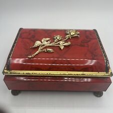 Vintage Blue Bird Confectionery Red Tin Gold Rose Footed picture