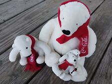 Lot Of 3 Vintage Coca Cola 1993 Polar Bears 2 Plush And One Ornament  picture