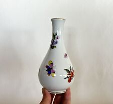 Vintage Herend Hvngary Floral Butterfly Bugs Footed Vase w/ Gold Trim 6.25
