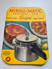 1947 Mirro-Matic Pressure Pan Directions, Recipes And Time Tables Booklet picture