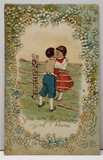 So Adorable You are the Sweetest Girl I Know Embossed Kissing Postcard G2 picture