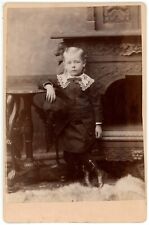 Antique Circa 1880s Cabinet Card Foley Adorable Little Child In Boots Boston, MA picture