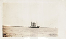 Three Sail Schooner Ship Boat-1920s Snapshot Photograph 13D picture