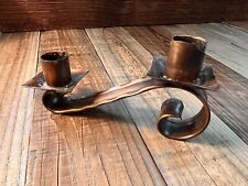 Copper Candle Stick Holder For 2 Candles Vintage Handmade Craftsman Co. 712 picture