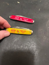 (2)  Coca Cola Pocket Knife 1933 Chicago World Fair 2 Blade USA red & yellow picture