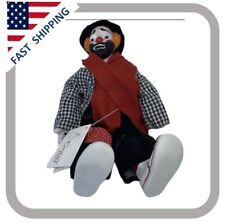 Vintage Emmitt Kelly Wind Up Musical Hobo Clown Porcelain Doll 14”Heritage Doll picture