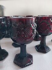 LOT OF 16 VINTAGE AVON RUBY RED CAPE COD WINE GLASSES / GOBLETS - 4-1/2