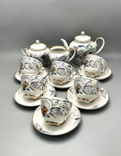 Vintage Lomonosov USSR Porcelain Tea Set Teapot Cups White Peony Marked LFZ picture