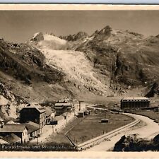 c1910s Gletsch, Switzerland Town Birds Eye RPPC Rhones Glacier Photo German A150 picture