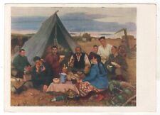 1959 Mongolia Mongolian ART After work Dinner kolkhoz Ethnic Russia old Postcard picture